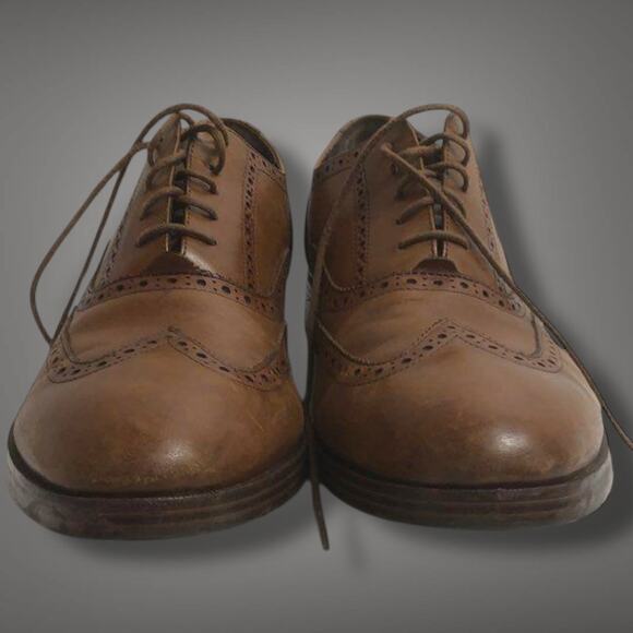 Men\'s Size 13 COLE HAAN Henry Grand Wingtip British Tan Leather Oxford Shoes EUC main image 5
